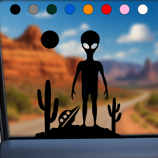 UFO & Alien Desert Landing Sticker