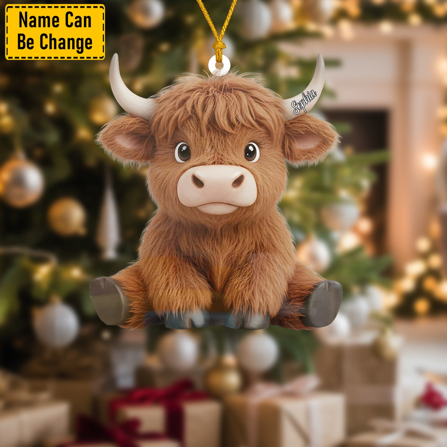 Personalized Christmas Cow Ornament