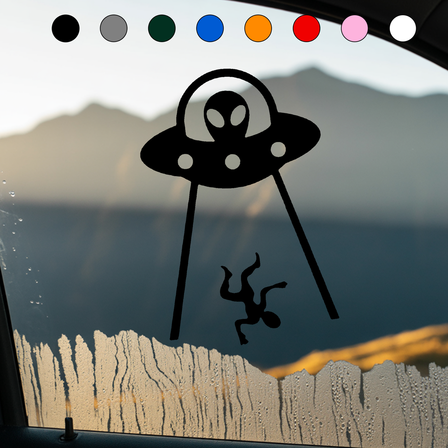 UFO & Alien Beam Up Sticker