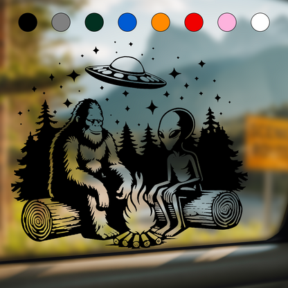 UFO, Bigfoot & Alien Campfire Sticker