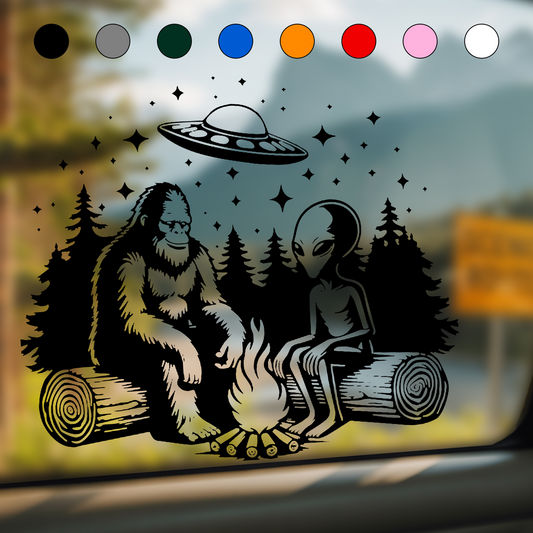 UFO, Bigfoot & Alien Campfire Sticker