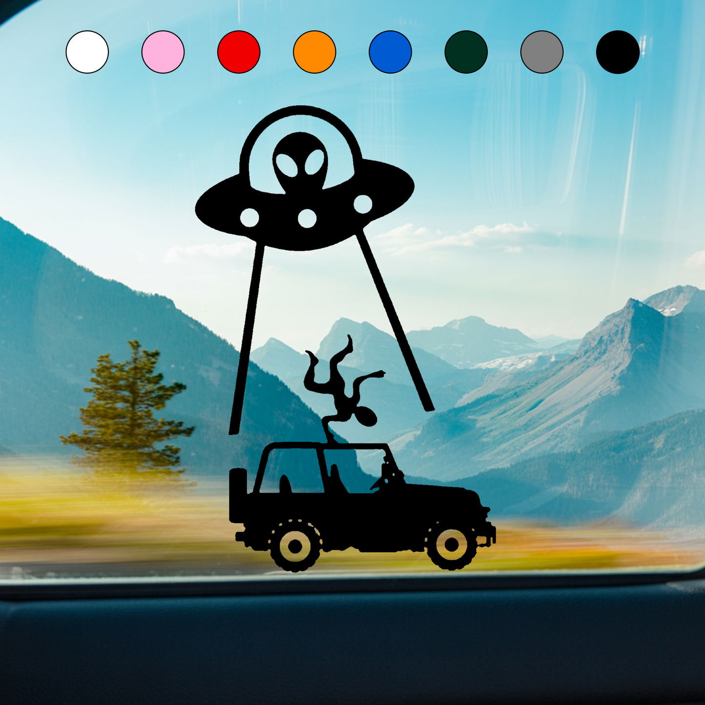 Set of 2 – UFO & Alien Jeep Vinyl Stickers