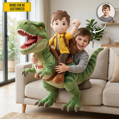 Personalized Dinosaur Adventure Photo Shape Pillow