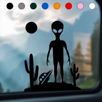 UFO & Alien Desert Landing Sticker