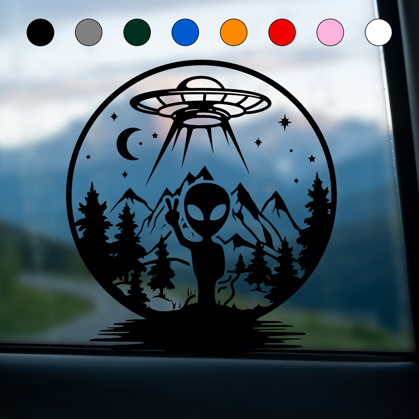 Alien Peace in the Forest – UFO Sticker