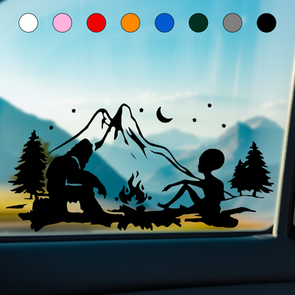 Alien & Bigfoot Campfire Sticker