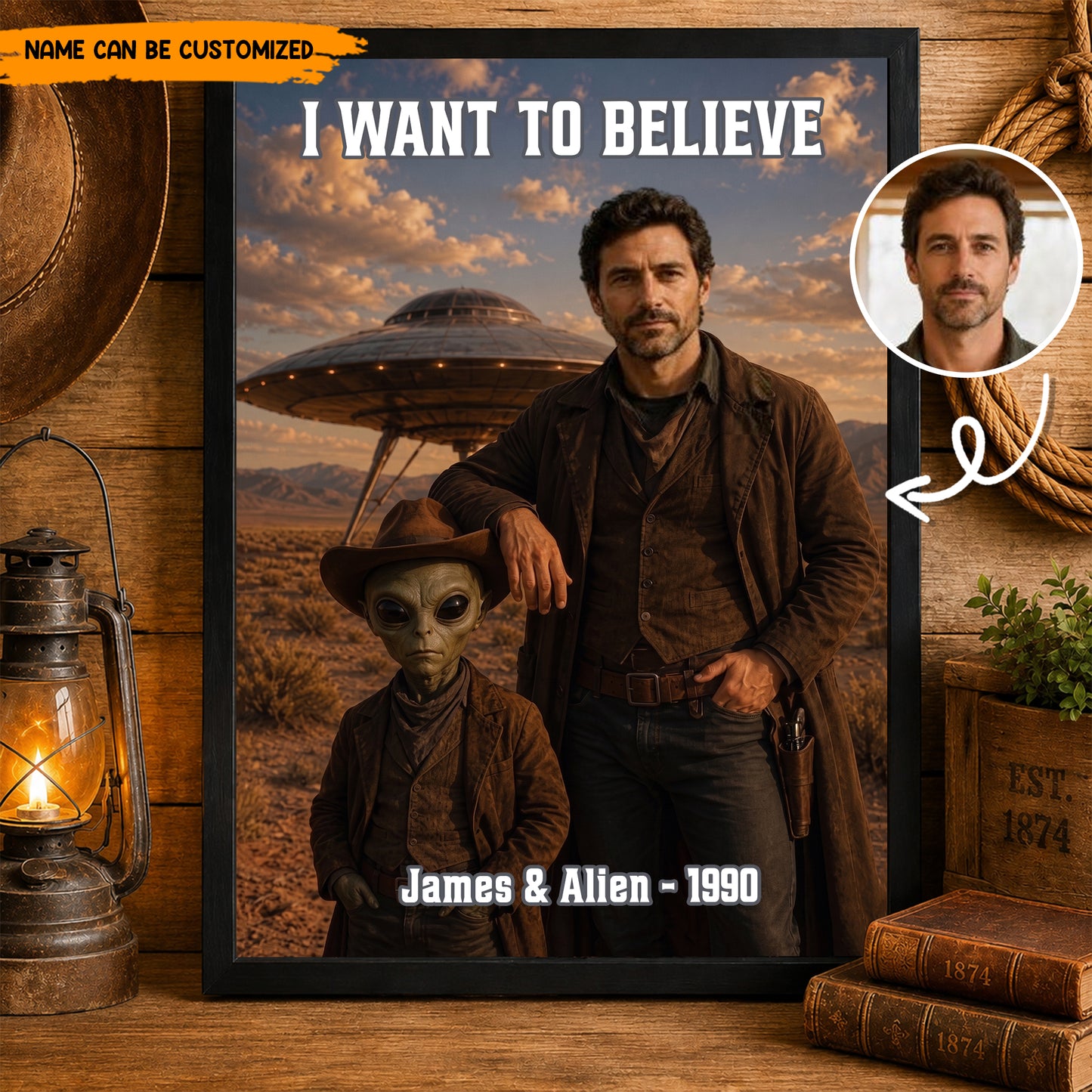 I Want To Believe – Personalized UFO Selfie Photo Poster & Canvas