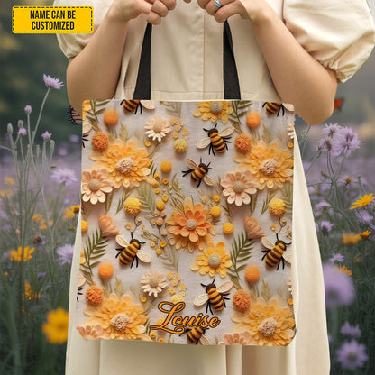 Bee & Floral - Personalized Tote Bag