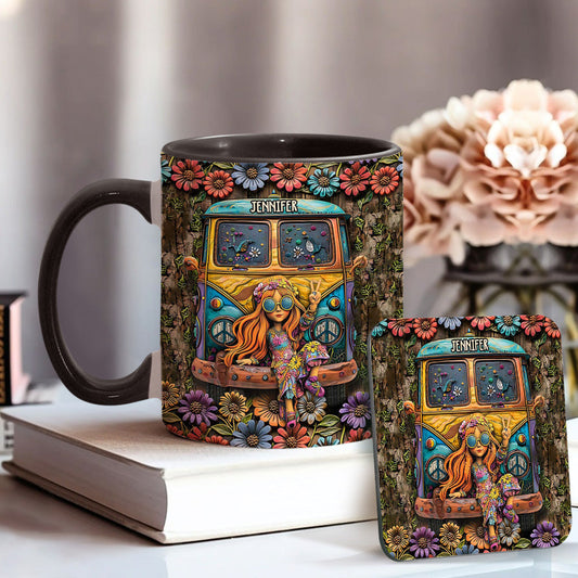 Hippie Girl - Personalized Hippie Accent Mug