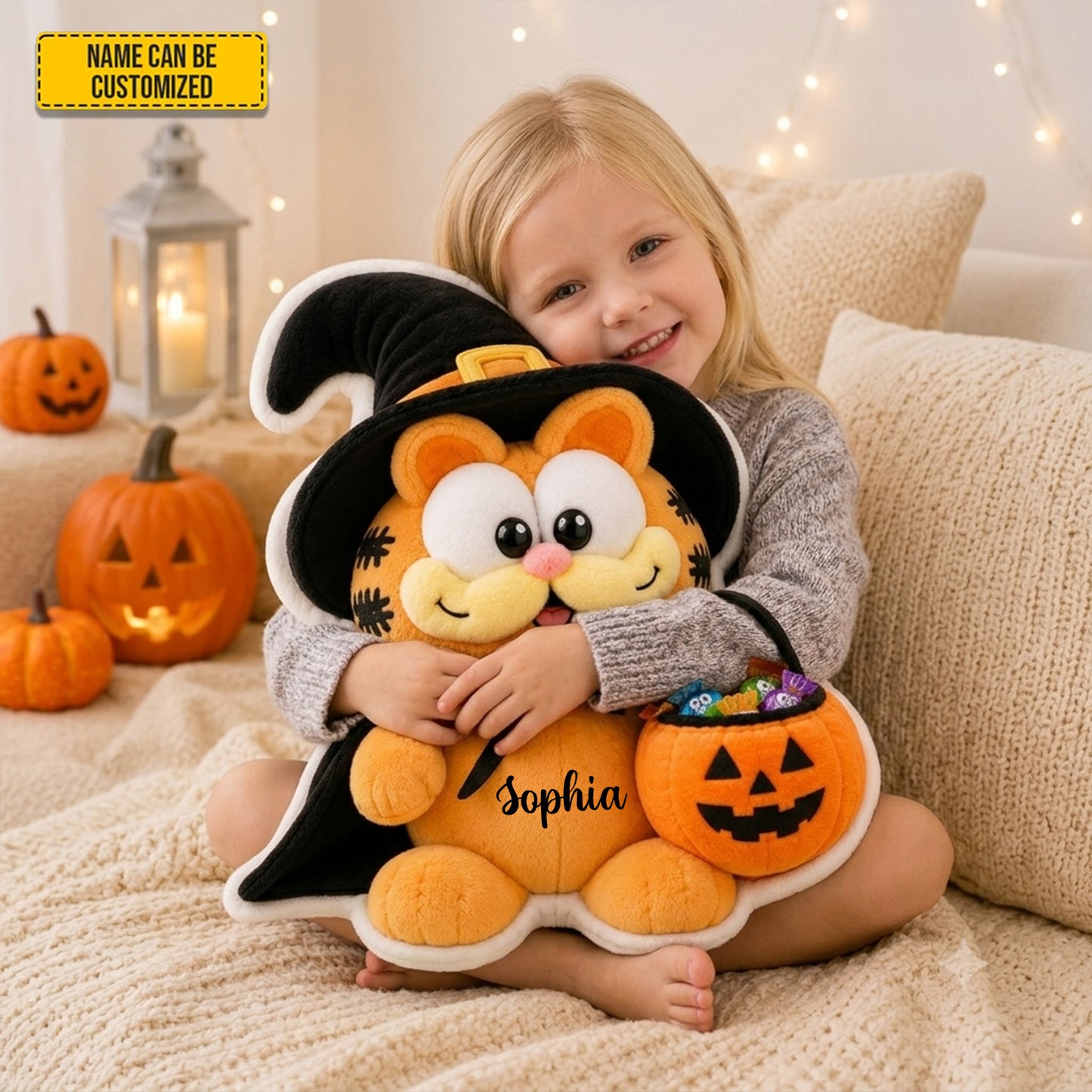 Personalized Halloween Cat Custom Shape Pillow