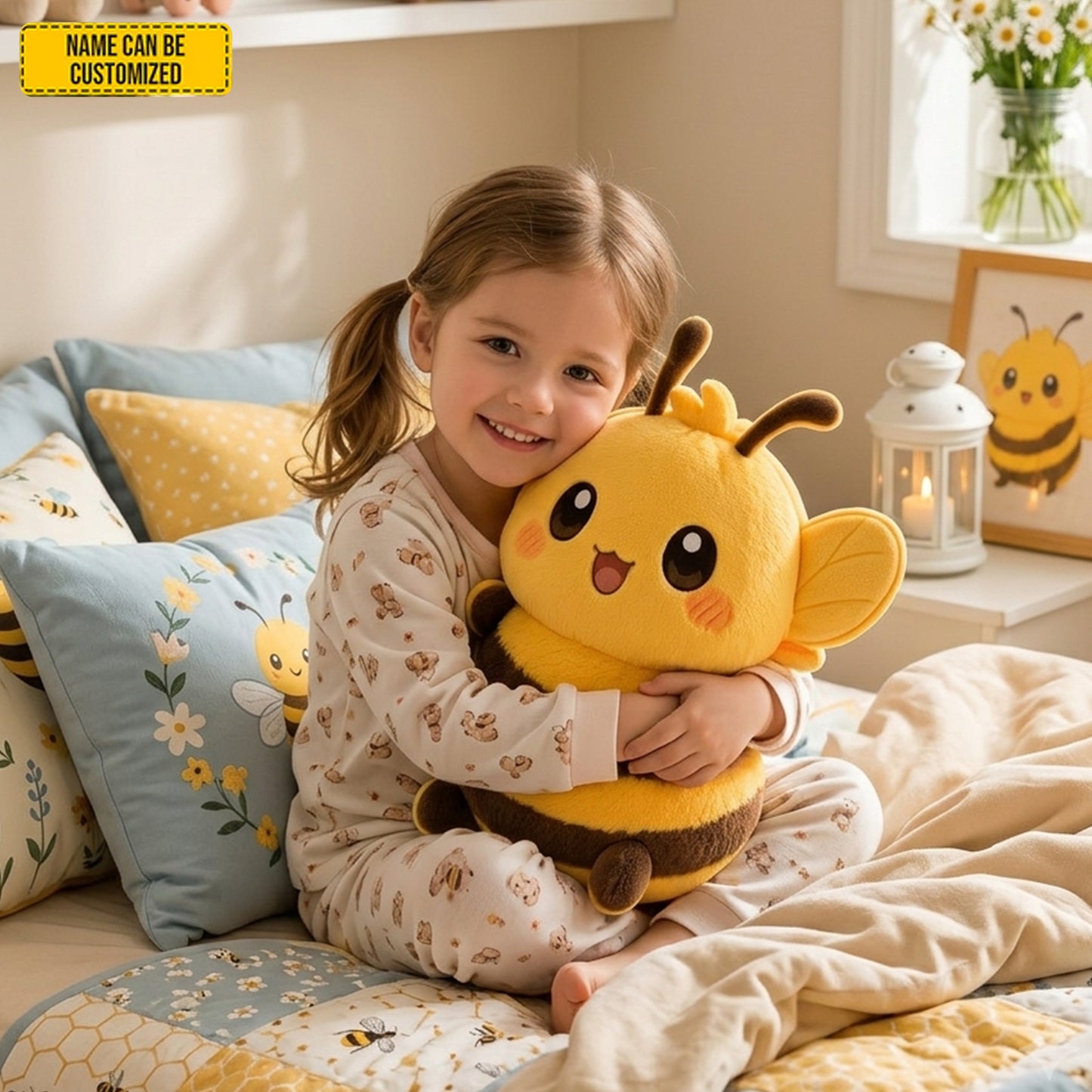 Personalized Cute Bee Custom Shape Pillow