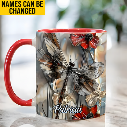 Fantasy Dragonfly Personalized Accent Mug