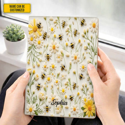 Personalized Bee & Daisy Leather Journal