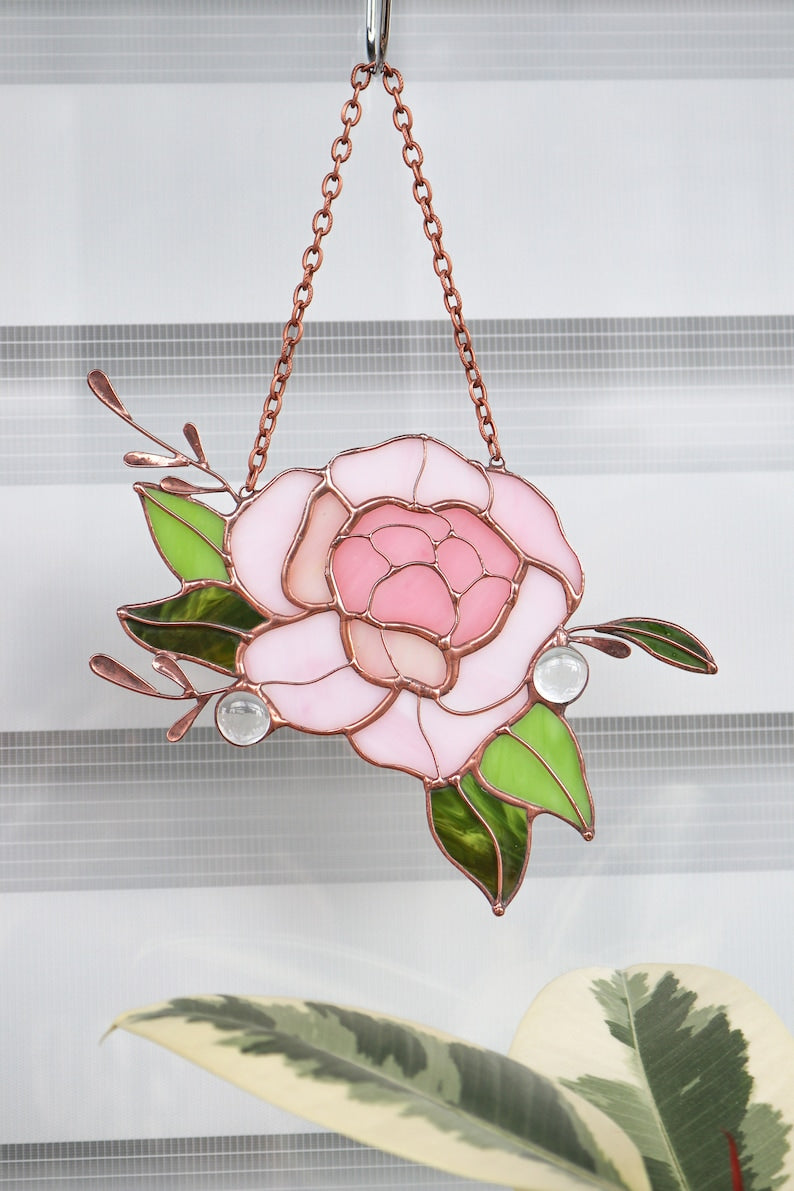 Peony Flower Spring Window Hanging Acrylic