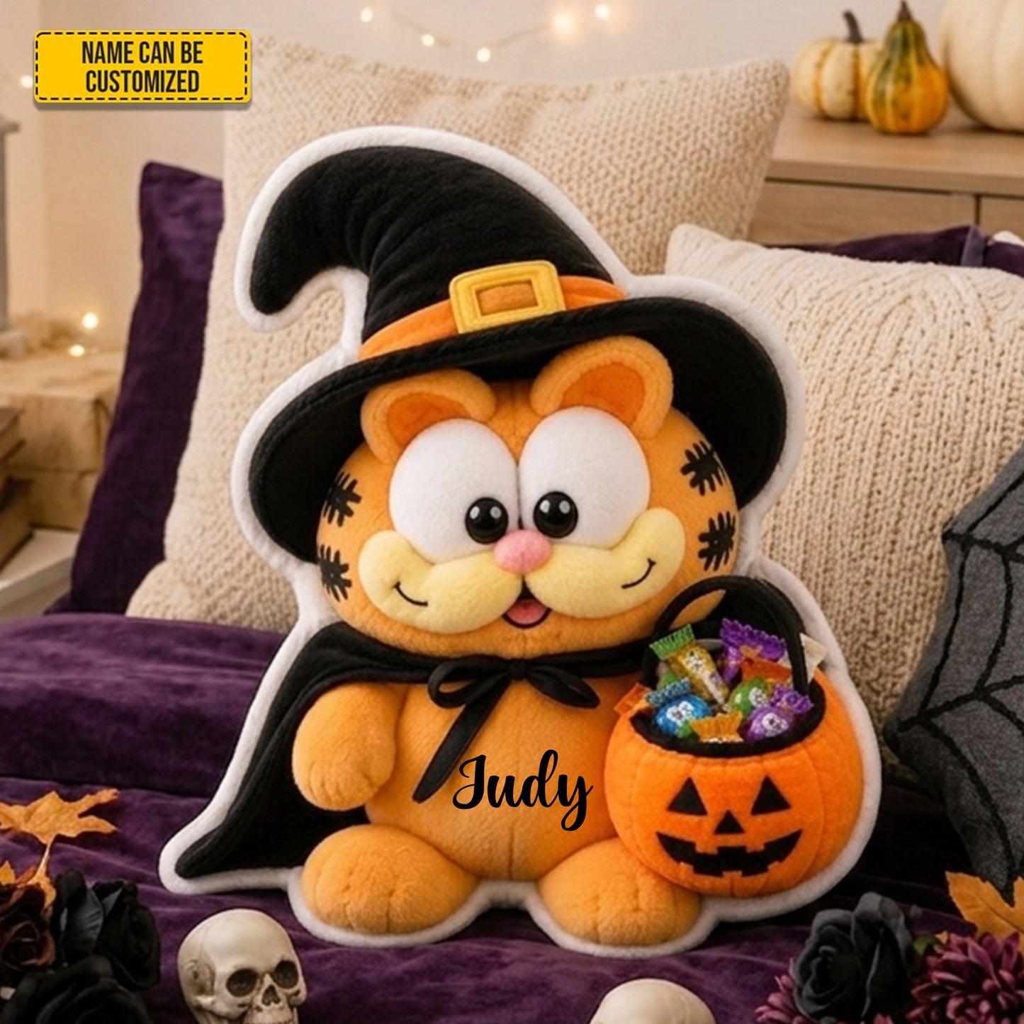 Personalized Halloween Cat Custom Shape Pillow