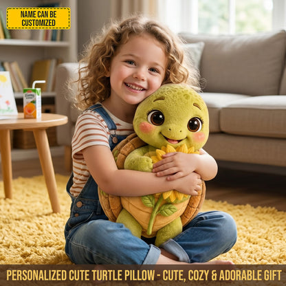 Personalized Little Sunshine Turtle & Turtle Custom Shaped Pillow
