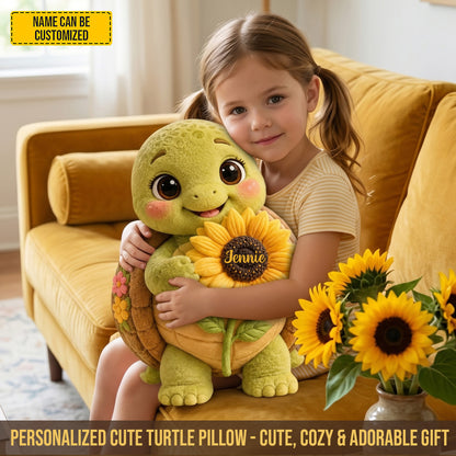 Personalized Little Sunshine Turtle & Turtle Custom Shaped Pillow