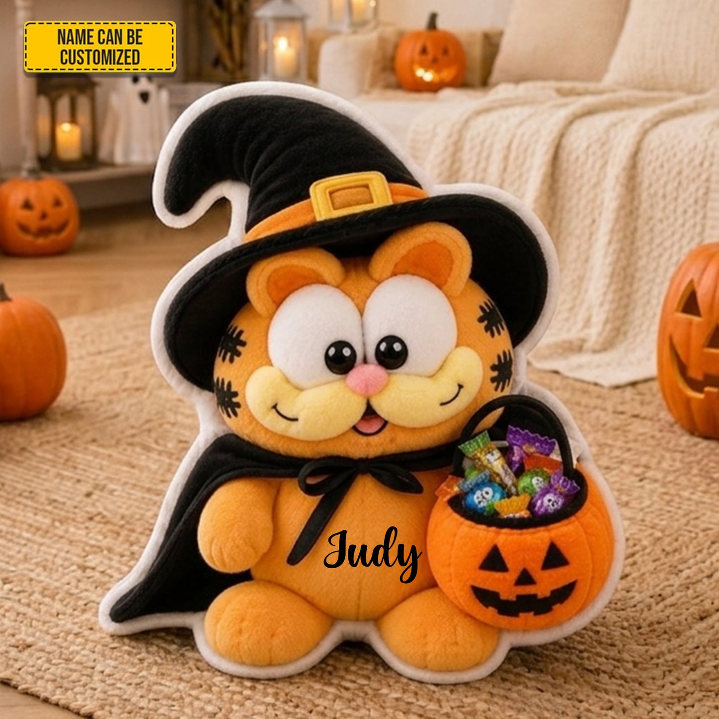 Personalized Halloween Cat Custom Shape Pillow