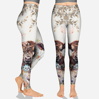 Highland Cow Floral - Personalized Hoodie and Leggings