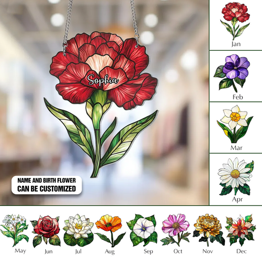 Birth Month Flower Acrylic Window- Hanging Decor