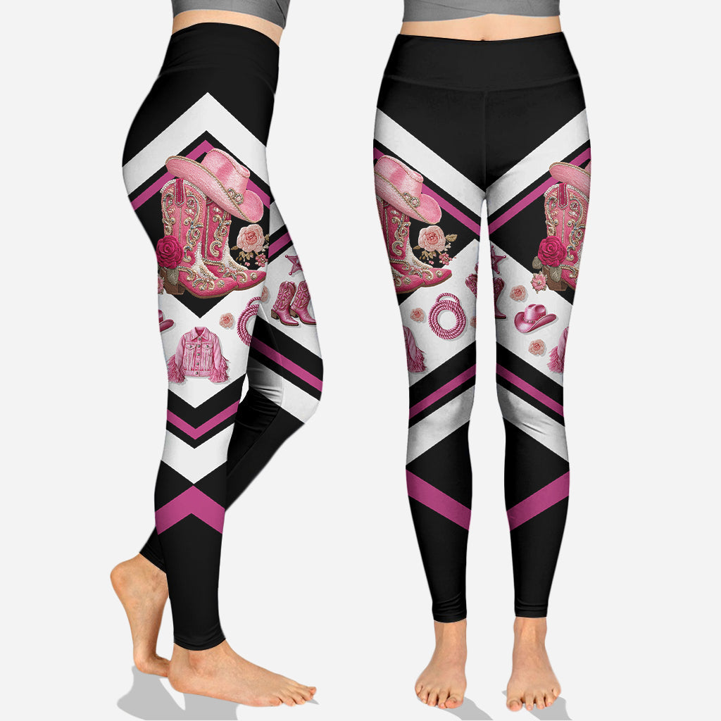 Cowgirl Boots Flowers - Personalized Hoodie and Leggings