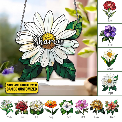 Birth Month Flower Acrylic Window- Hanging Decor