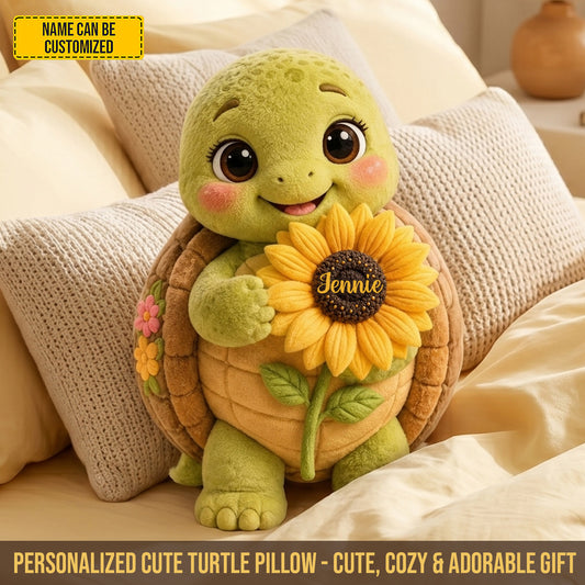 Personalized Little Sunshine Turtle & Turtle Custom Shaped Pillow