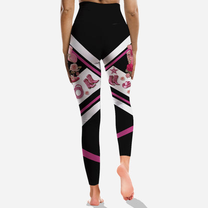 Cowgirl Boots Flowers - Personalized Hoodie and Leggings