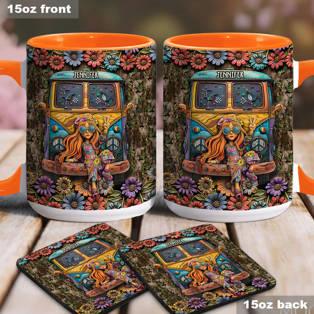 Hippie Girl - Personalized Hippie Accent Mug