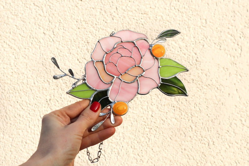 Peony Flower Spring Window Hanging Acrylic