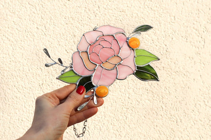 Peony Flower Spring Window Hanging Acrylic