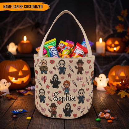 Personalized Cute Horror Characters Halloween Trick or Treat Candy Basket