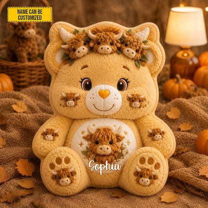 Personalized Highland Cow Bear Pillow