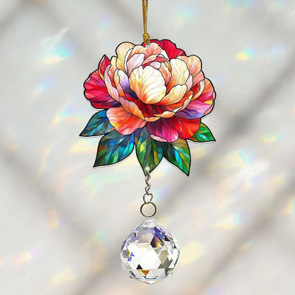 Peony Suncatcher Acrylic Hanging Sign Crystal
