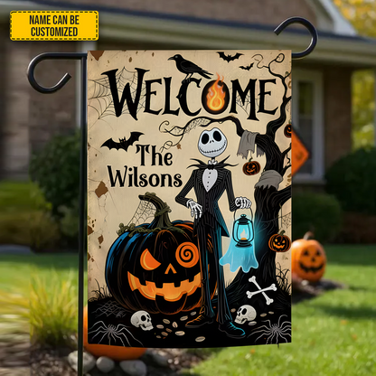 Halloween Skull Gothic - Personalized Halloween Garden Flag, House Flag