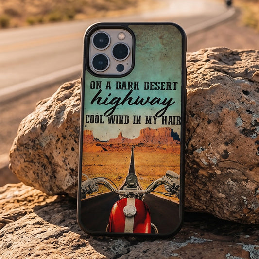 On A Dark Desert Biker Phone Case
