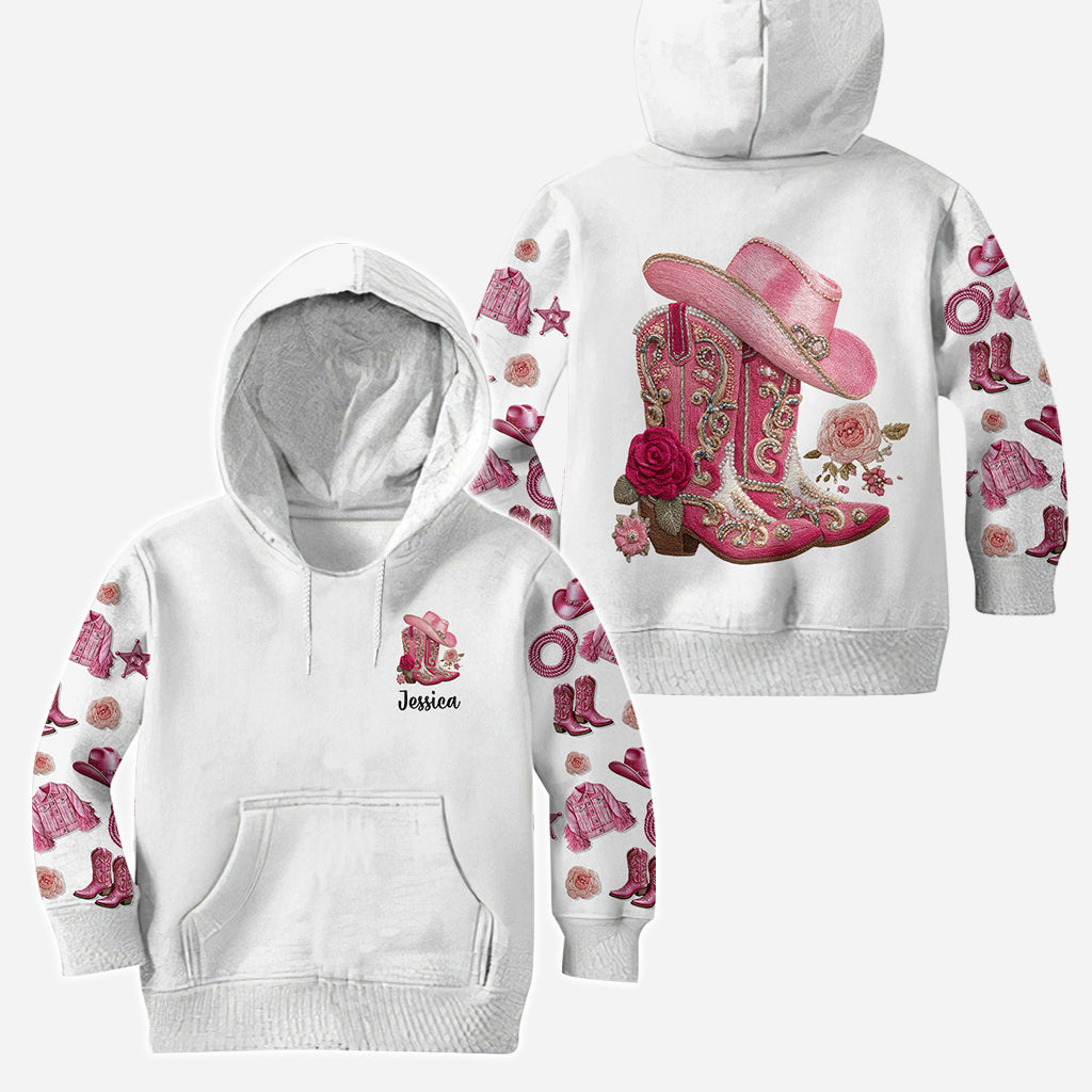 Cowgirl Boots Flowers - Personalized Hoodie and Leggings