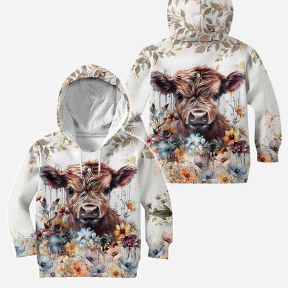 Highland Cow Floral - Personalized Hoodie and Leggings
