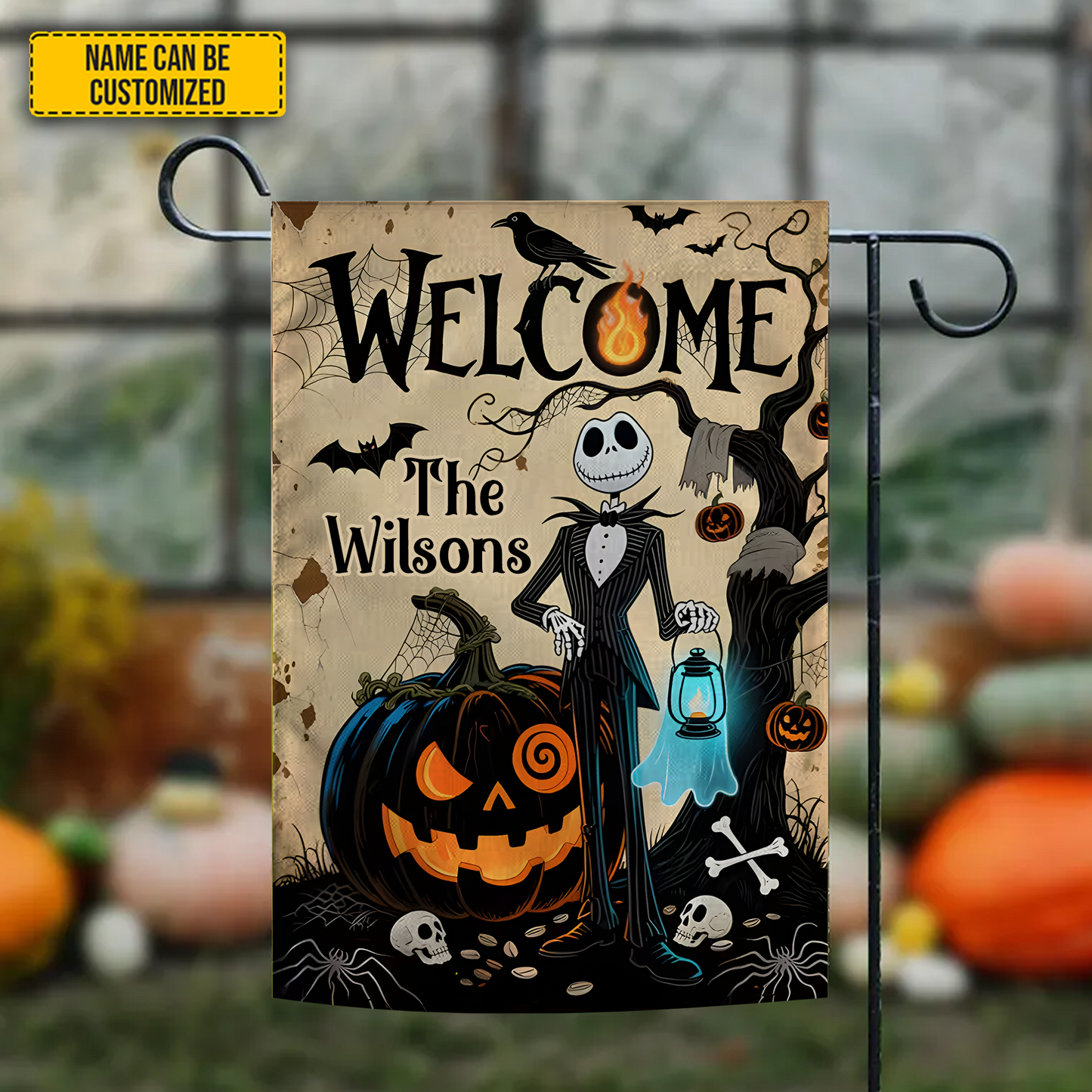 Halloween Skull Gothic - Personalized Halloween Garden Flag, House Flag