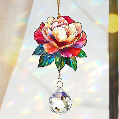 Peony Suncatcher Acrylic Hanging Sign Crystal