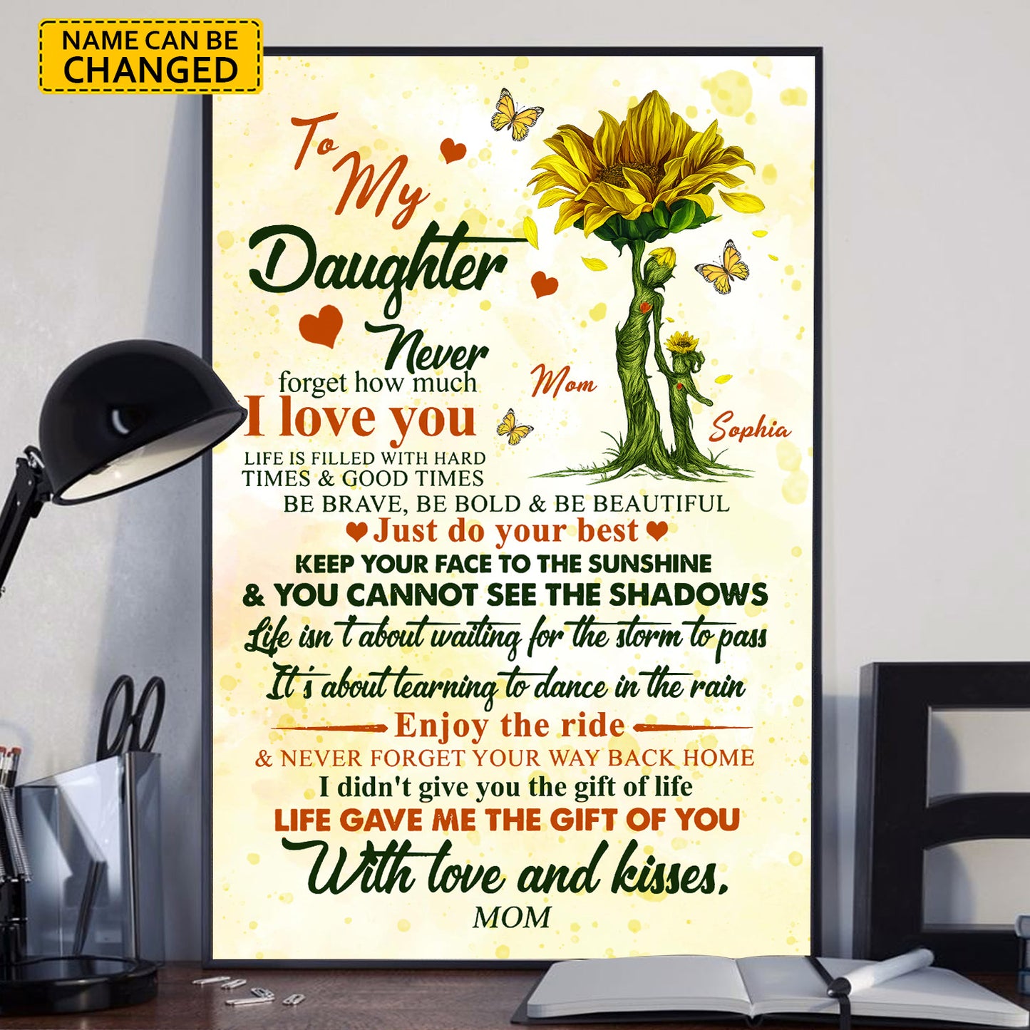 To My Daughter - Personalized Sunflower Canvas