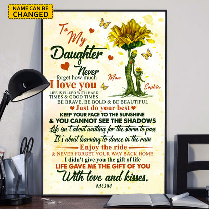 To My Daughter - Personalized Sunflower Canvas