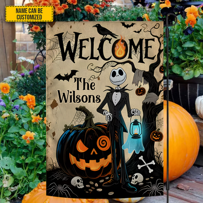 Halloween Skull Gothic - Personalized Halloween Garden Flag, House Flag