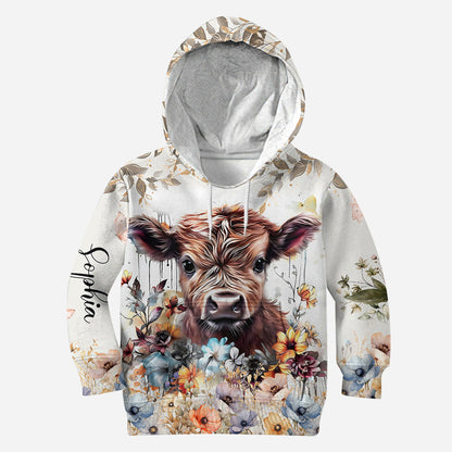 Highland Cow Floral - Personalized Hoodie and Leggings