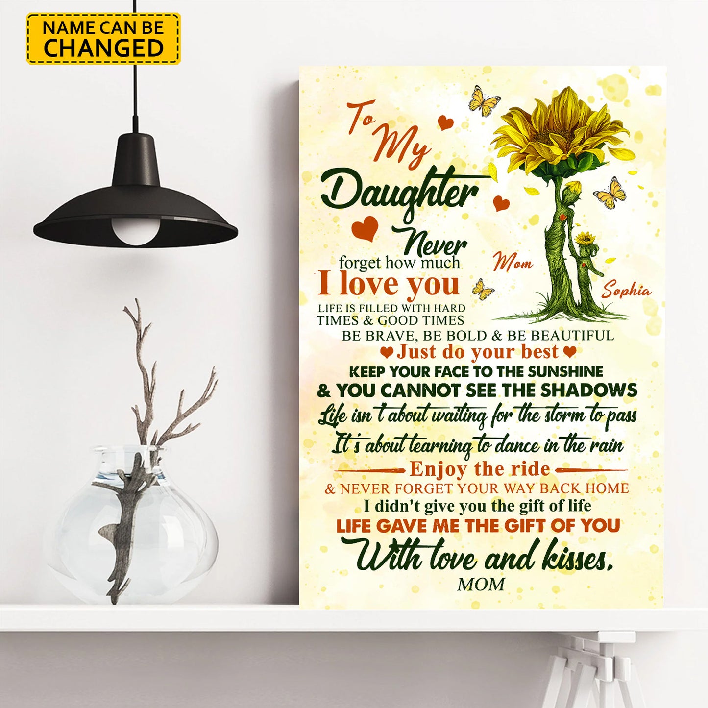 To My Daughter - Personalized Sunflower Canvas