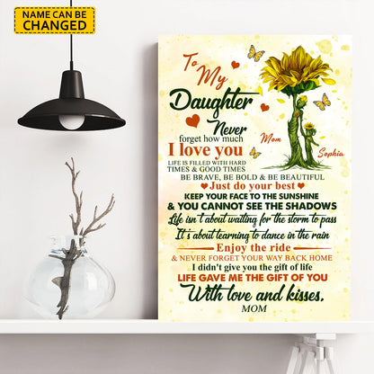 To My Daughter - Personalized Sunflower Canvas