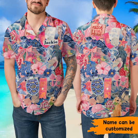 Turtle Tropical Collage - Personalized Turtle Hawaiian Shirt