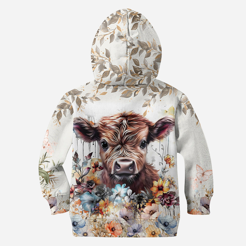 Highland Cow Floral - Personalized Hoodie and Leggings