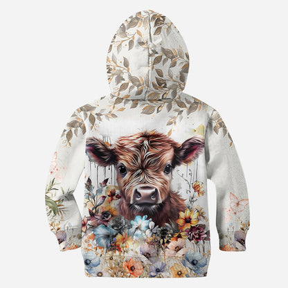 Highland Cow Floral - Personalized Hoodie and Leggings