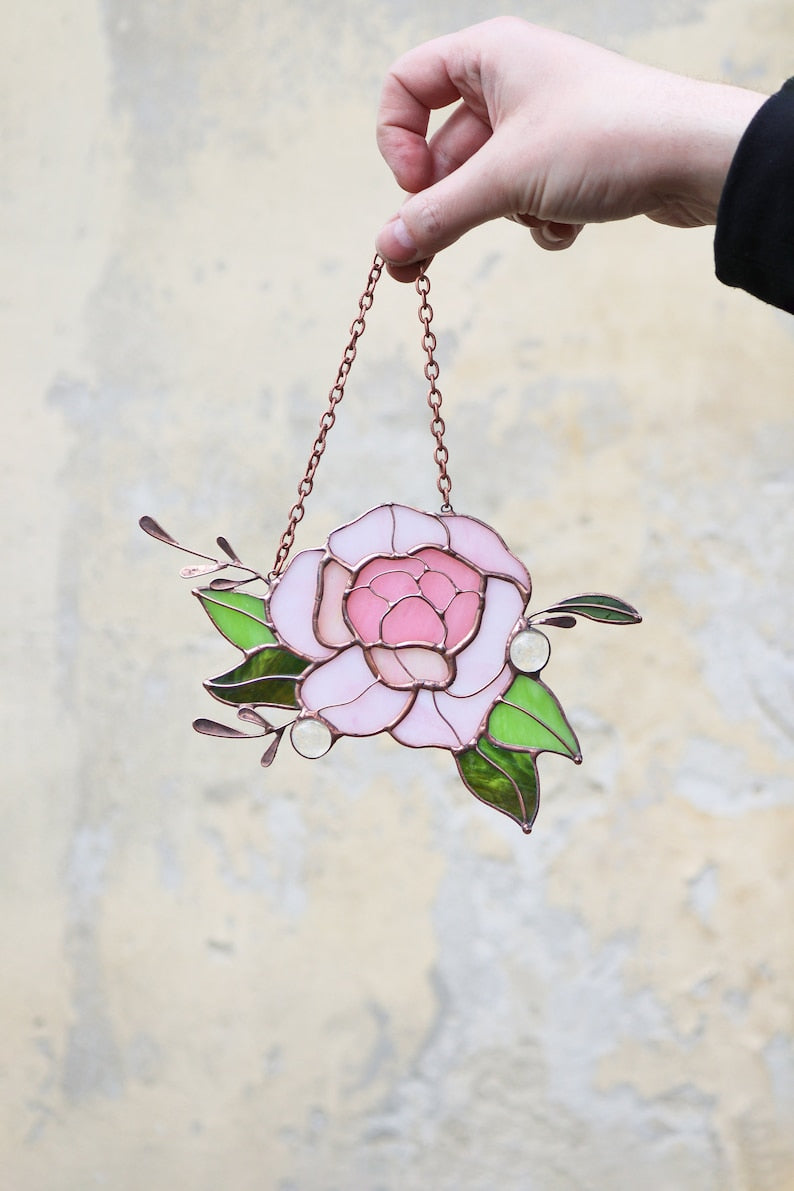 Peony Flower Spring Window Hanging Acrylic